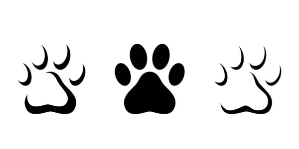 动物爪印在白色背景上被隔离 矢量黑色剪影集 — 图库矢量图片