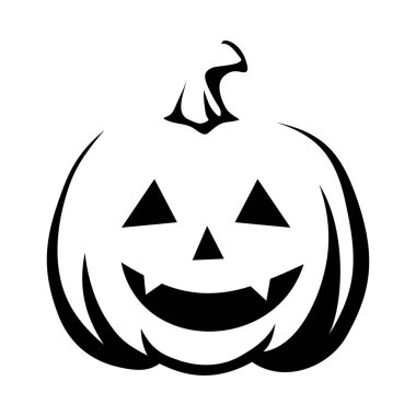 Beyaz arka planda izole edilmiş Jack-O-Lantern 'in (Cadılar Bayramı balkabağı) siyah silueti.