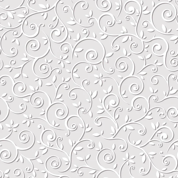 Patrón Floral Gris Blanco Sin Costura Vectorial — Vector de stock