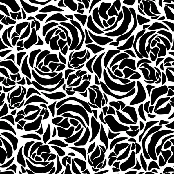 Patrón Floral Blanco Negro Sin Costura Vectorial — Vector de stock
