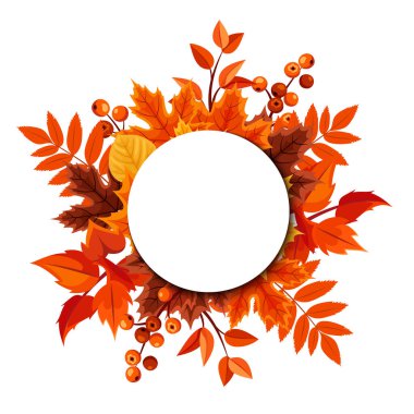 Turuncu sonbahar yapraklı vektör çemberi kartı.