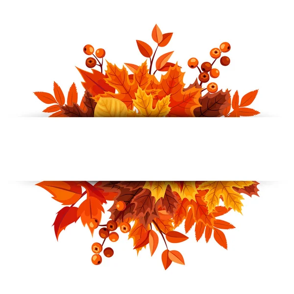 Banner Vectorial Con Hojas Naranjas Otoño — Vector de stock