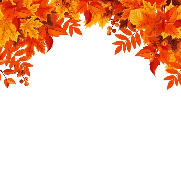 Vector Frame Background Orange Autumn Leaves — Stock Vector