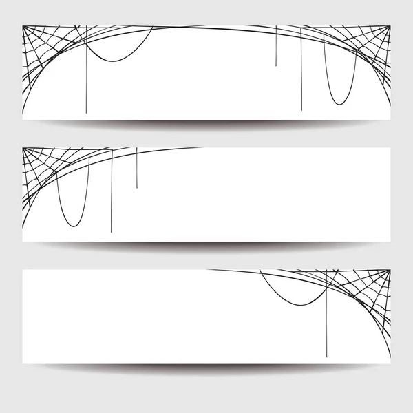 Ensemble Bannières Toile Vectorielle Avec Toile Araignée — Image vectorielle