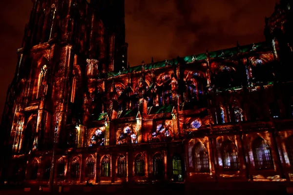 Strasbourg France Juillet 2016 Son Lumière Cathédrale Notre Dame — Photo