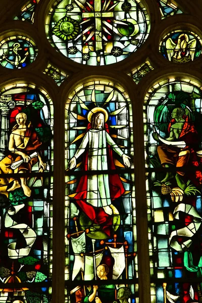 Beaumont Roger France June 2017 Stained Glass Window Church — Stock Photo, Image