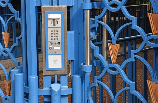 Estrasburgo Francia Julio 2016 Una Cerradura Electrónica Una Puerta Azul —  Fotos de Stock