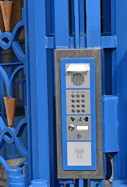 Strasbourg Fransa Temmuz 2016 Mavi Bir Kapı Elektronik Bir Kilidi — Stok fotoğraf