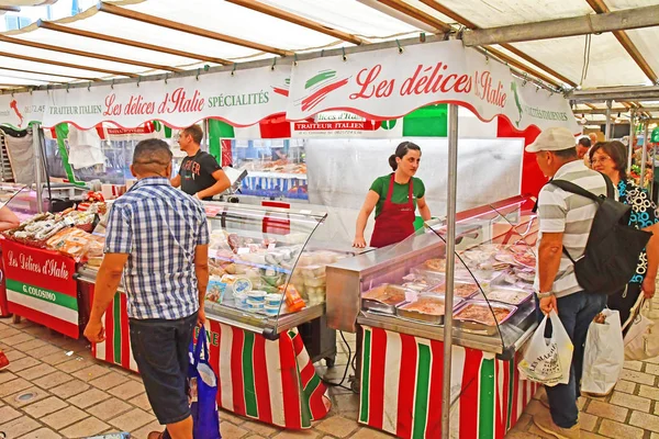Saint Germain Laye França Agosto 2016 Especialidades Italianas Mercado — Fotografia de Stock