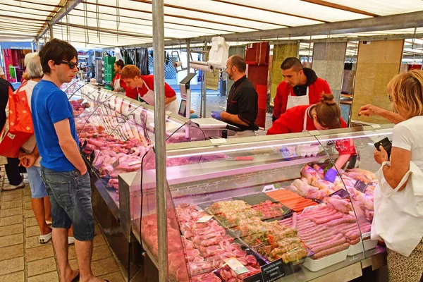 Saint Germain Laye Francia Agosto 2016 Carne Pintoresco Mercado Del —  Fotos de Stock