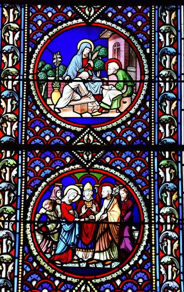 Neuville Chant Oisel France Juni 2017 Fenster Der Historischen Kirche — Stockfoto