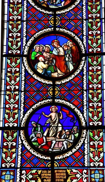 Neuville Chant Oisel France June 2017 Window Historical Church — Stock Photo, Image