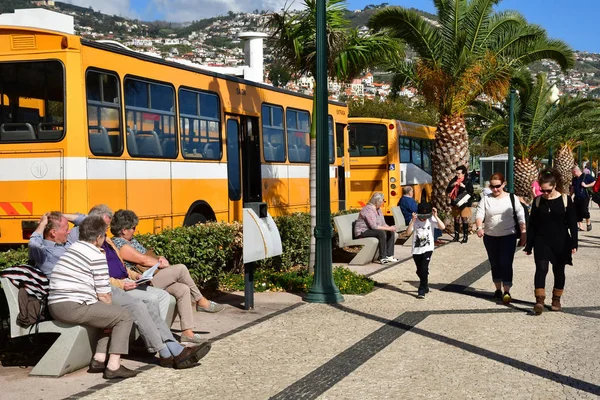 Funchal Portugalia Luty 2018 Autobus Centrum Miasta — Zdjęcie stockowe