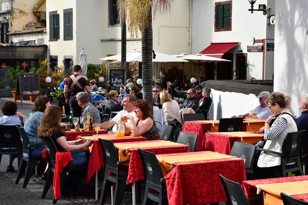 Funchal Portugalia Luty 2018 Restauracja Centrum Miasta — Zdjęcie stockowe