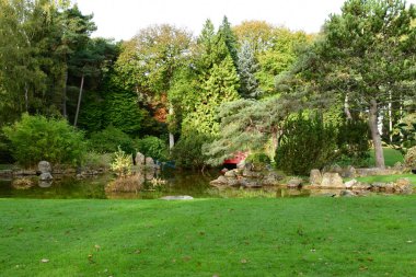 Aincourt, France - november 1 2017 : the japanese garden clipart