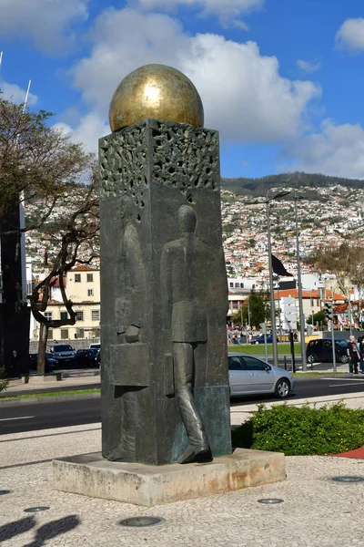 Funchal Portugal Febrero 2018 Escultura Centro Ciudad — Foto de Stock