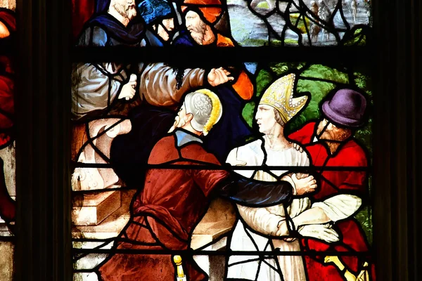 ザンドリ フランス 2018 参事会教会ノートルダム寺院のステンド グラスの窓 — ストック写真