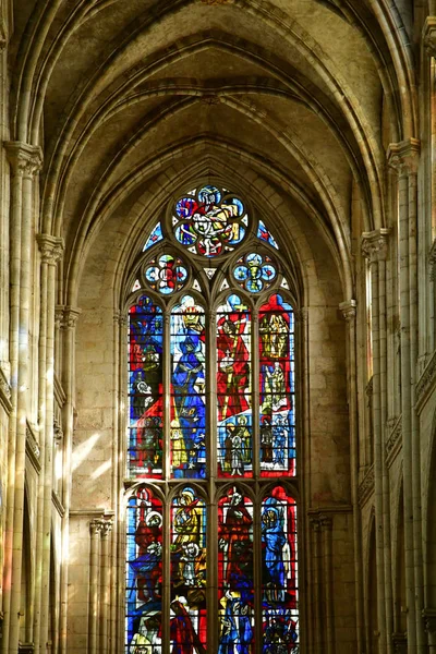 Les Andelys Francia Marzo 2018 Vidriera Iglesia Colegiata Notre Dame —  Fotos de Stock