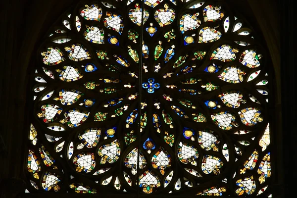 Les Andelys Francia Marzo 2018 Vidriera Iglesia Colegiata Notre Dame —  Fotos de Stock