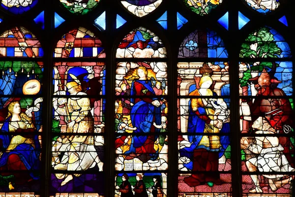 Les Andelys Frankreich März 2018 Kirchenfenster Der Stiftskirche Notre Dame — Stockfoto