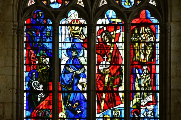 Les Andelys Francie Března 2018 Mozaikové Okno Kolegiátní Kostel Notre — Stock fotografie