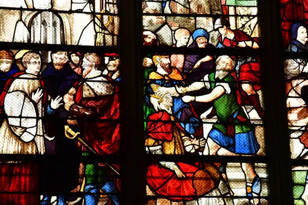 Les Andelys Frankreich März 2018 Kirchenfenster Der Stiftskirche Notre Dame — Stockfoto