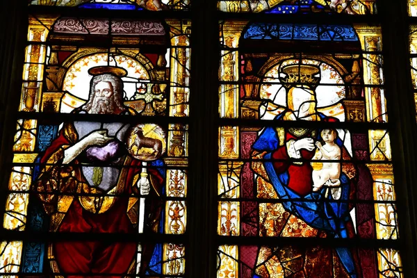 Les Andelys Frankrike Mars 2018 Glassmaleri Kirken Notre Dame – stockfoto