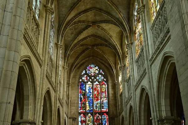 Les Andelys França Março 2018 Vitrais Igreja Colegial Notre Dame — Fotografia de Stock