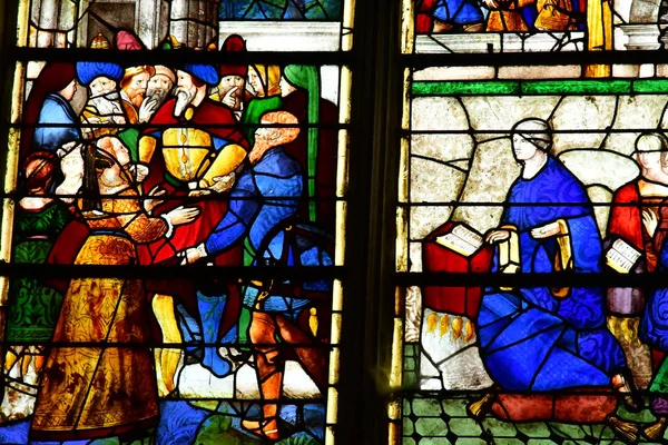 Les Andelys Frankreich März 2018 Kirchenfenster Der Stiftskirche Notre Dame — Stockfoto