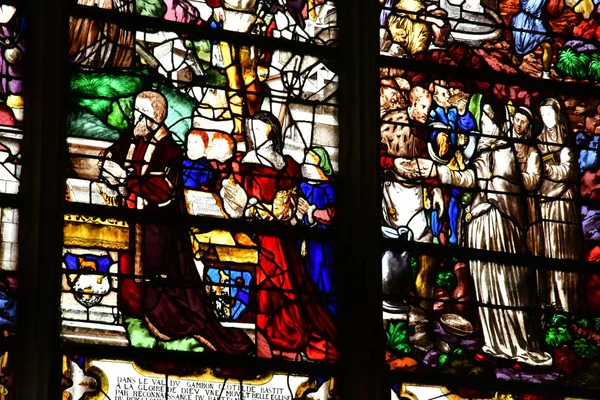 Les Andelys Francie Března 2018 Mozaikové Okno Kolegiátní Kostel Notre — Stock fotografie