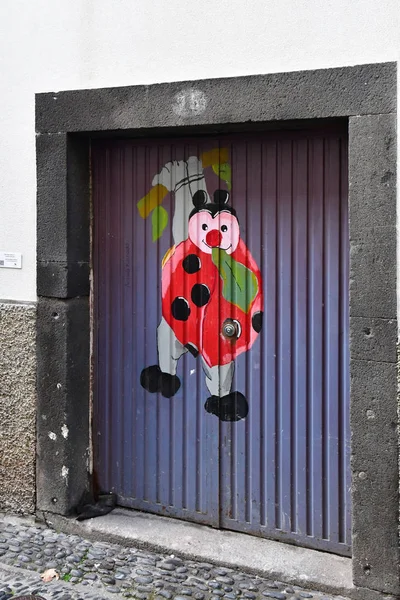 Funchal Portugal Febrero 2018 Puerta Pintada Calle Santa Maria — Foto de Stock