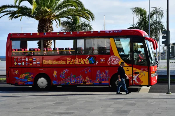 Funchal Portugal Fevereiro 2018 Autocarro Centro Cidade — Fotografia de Stock