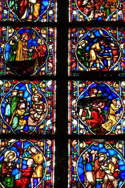 Vigny France April 2018 Neogothic Church Window — Stock Photo, Image