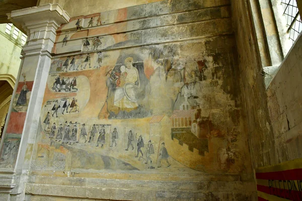 Houdan Francia Maggio 2018 Affresco Del Xvi Secolo Nella Chiesa — Foto Stock