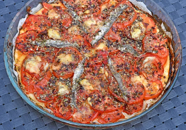 Close Italian Anchovy Pizza — Stock Photo, Image