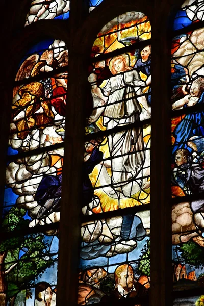 Montfort Amaury France 1Er Mai 2018 Vitrail Église Historique Renaissance — Photo