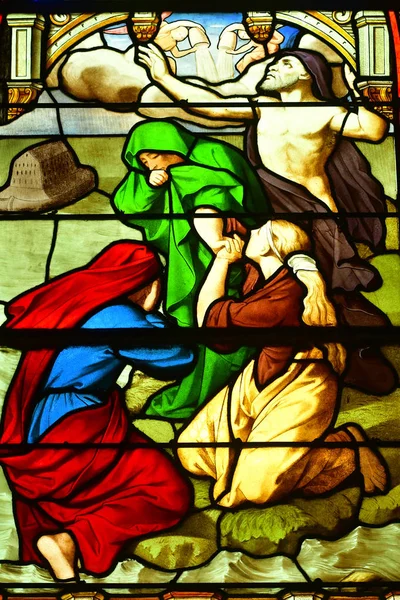 Les Mureaux France June 2018 Flood Myth Stained Glass Window — Stock Photo, Image