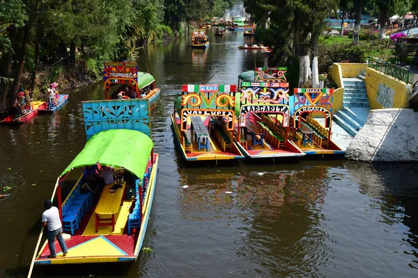 Mexico United Mexican State May 2018 Touristy Restaurant Boat Canal — Stock Photo, Image