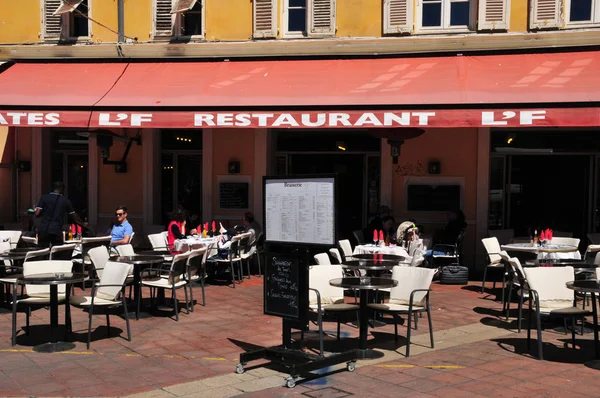 Niza Francia Abril 2016 Restaurante Pintoresco Centro Ciudad —  Fotos de Stock