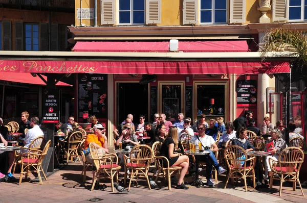 Niza Francia Abril 2016 Restaurante Pintoresco Centro Ciudad — Foto de Stock