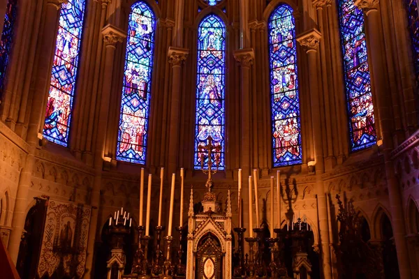 Douvres Delivrande Frankrijk April 2018 Venster Van Historische Basiliek — Stockfoto