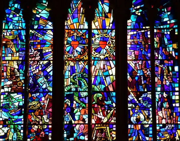 Douvres Delivrande Frankreich April 2018 Fenster Der Historischen Basilika — Stockfoto