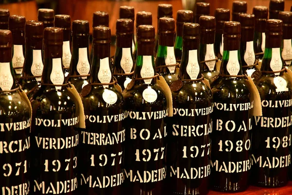 Funchal Madeira Portugal February 2018 Old Madeira Wine Bottle Oliveiras — Stock Photo, Image