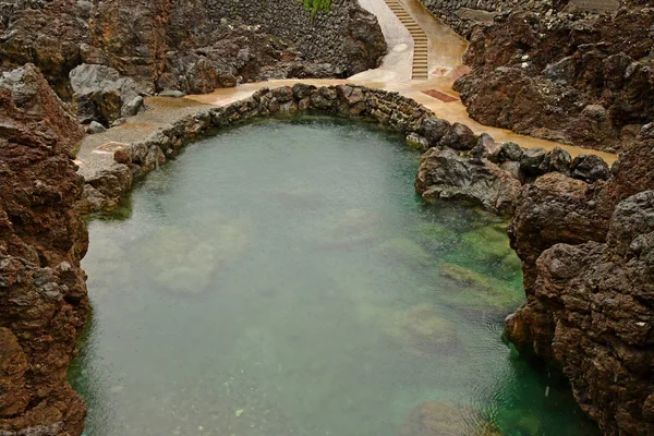 Porto Moniz Madeira Portugal Fevereiro 2018 Piscina Natural Rocha Vulcânica — Fotografia de Stock