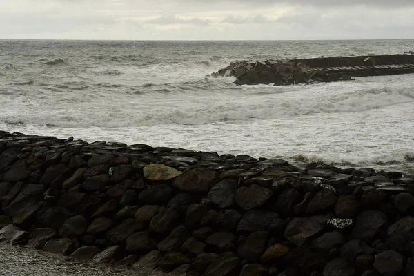 Calheta Madeira Portugal Fevereiro 2018 Tempestade Porto — Fotografia de Stock