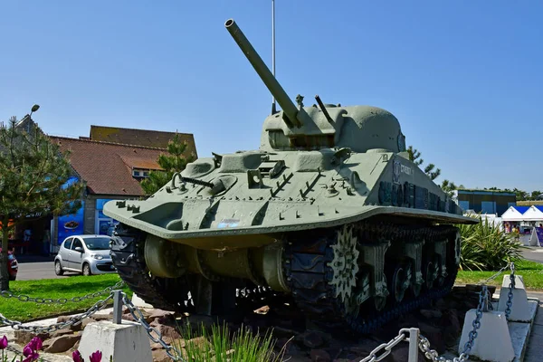 Courseulles Sur Mer France Avril 2018 Réservoir Sherman Dans Ville — Photo