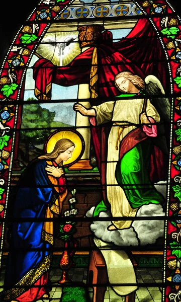 Villiers Morhier France May 2016 Saint Etienne Church Window — Stock Photo, Image
