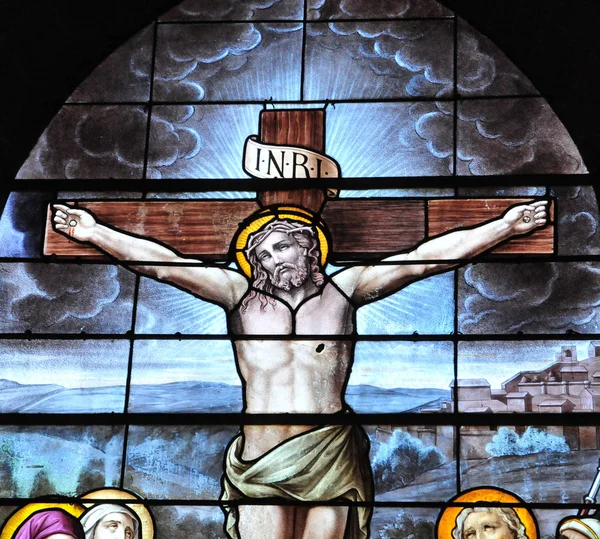 Villiers Morhier Francja Maja 2016 Jezus Oknie Kościoła Saint Etienne — Zdjęcie stockowe