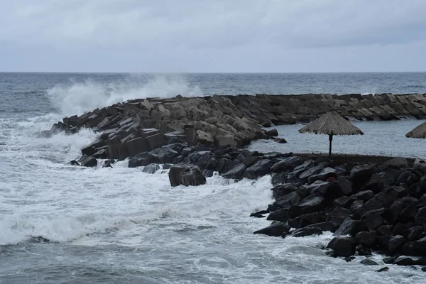 Ribeira Brava Madeira Portugal Fevereiro 2018 Tempestade — Fotografia de Stock