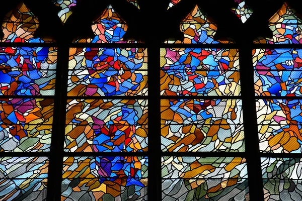 Vernon France July 2018 Gothic Collegiate Church Window — Stock Photo, Image